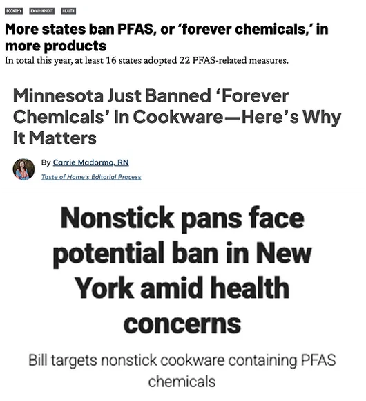 Article about states banning PFAS in cookware