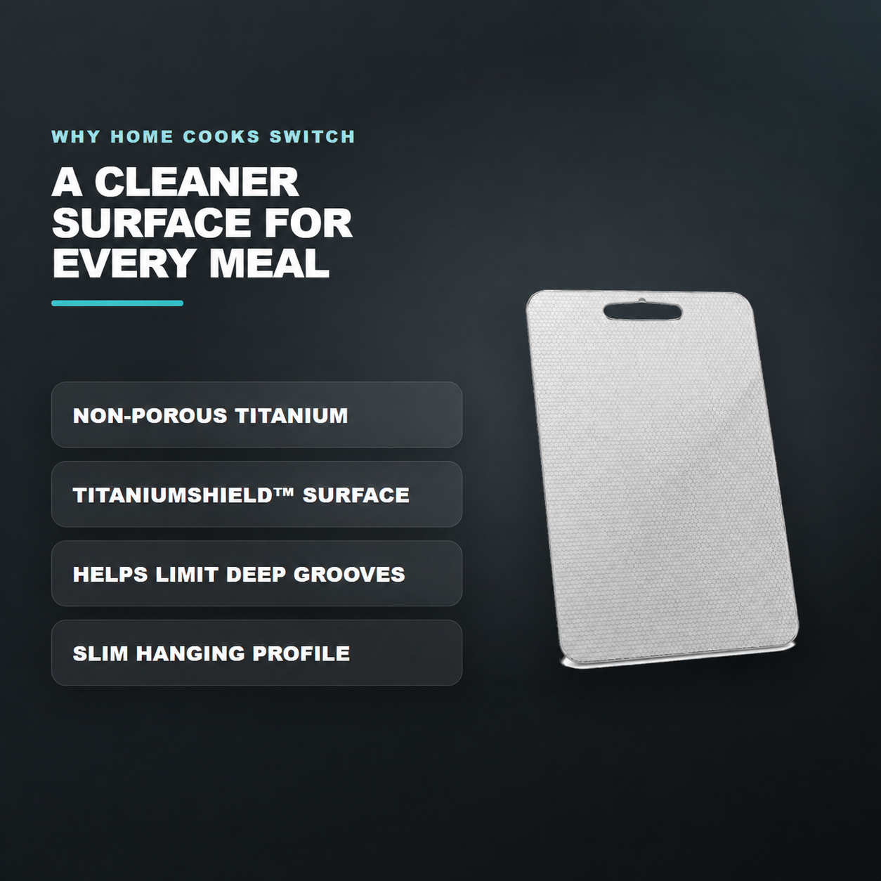 Tivano Pro pure titanium cutting board feature overview